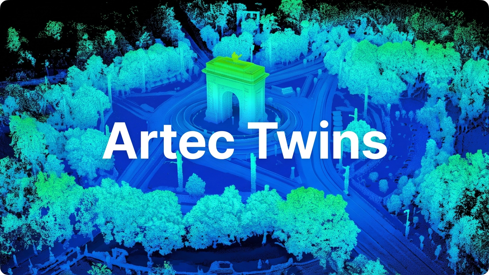 Visual da Artec Twins com uma nuvem de pontos tridimensional em azul