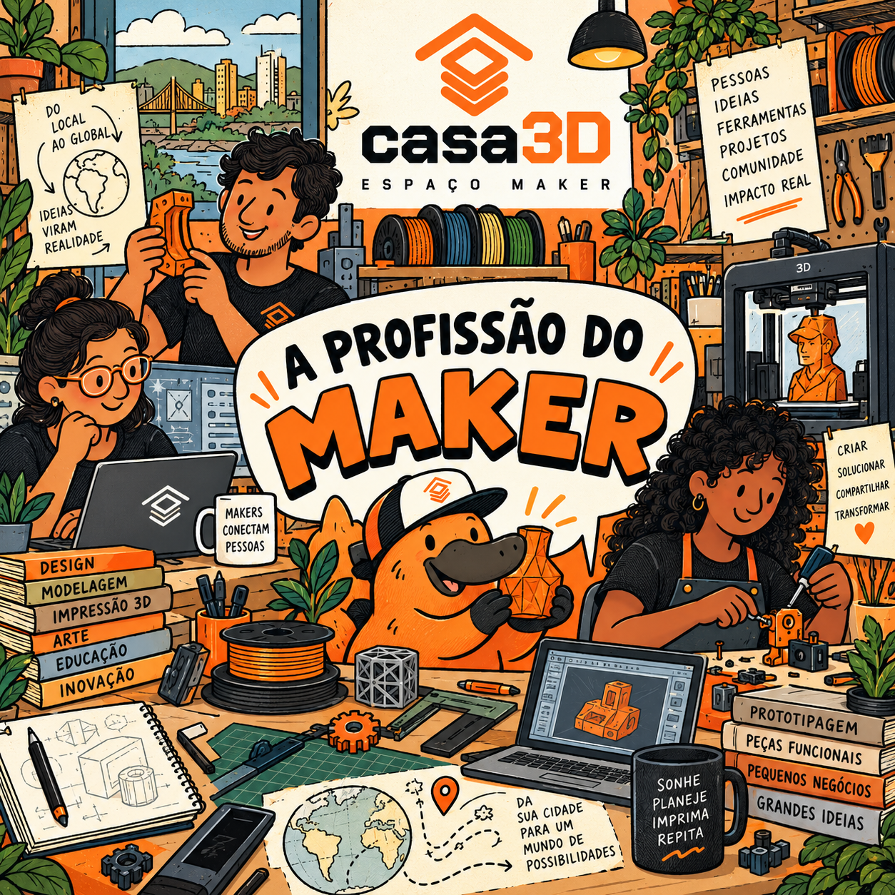 Ilustração editorial: Profissão Maker